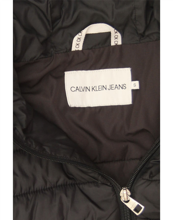 Calvin Klein Jeans Dame Hætte Oversized Polstret Jakke UK 10 Lille Sort
