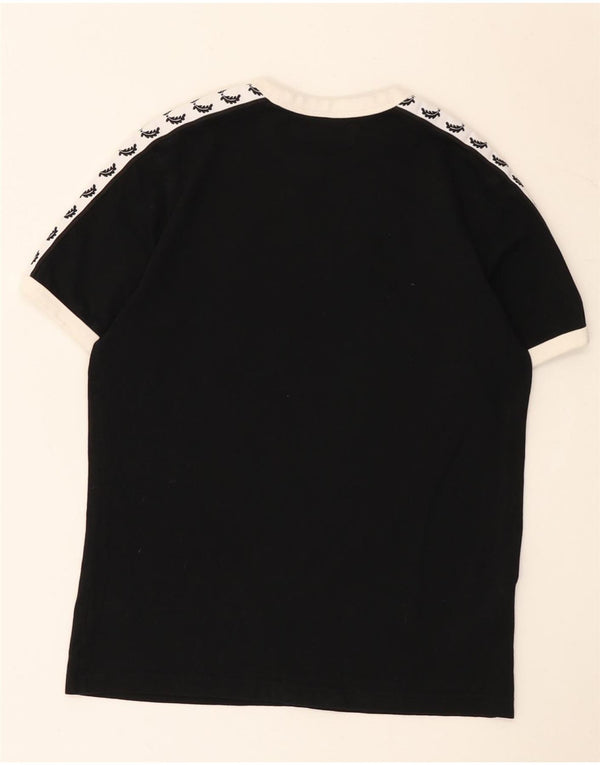 Fred Perry Boys Grafisk T-Shirt Top 7-8 år Sort Colourblock Bomuld