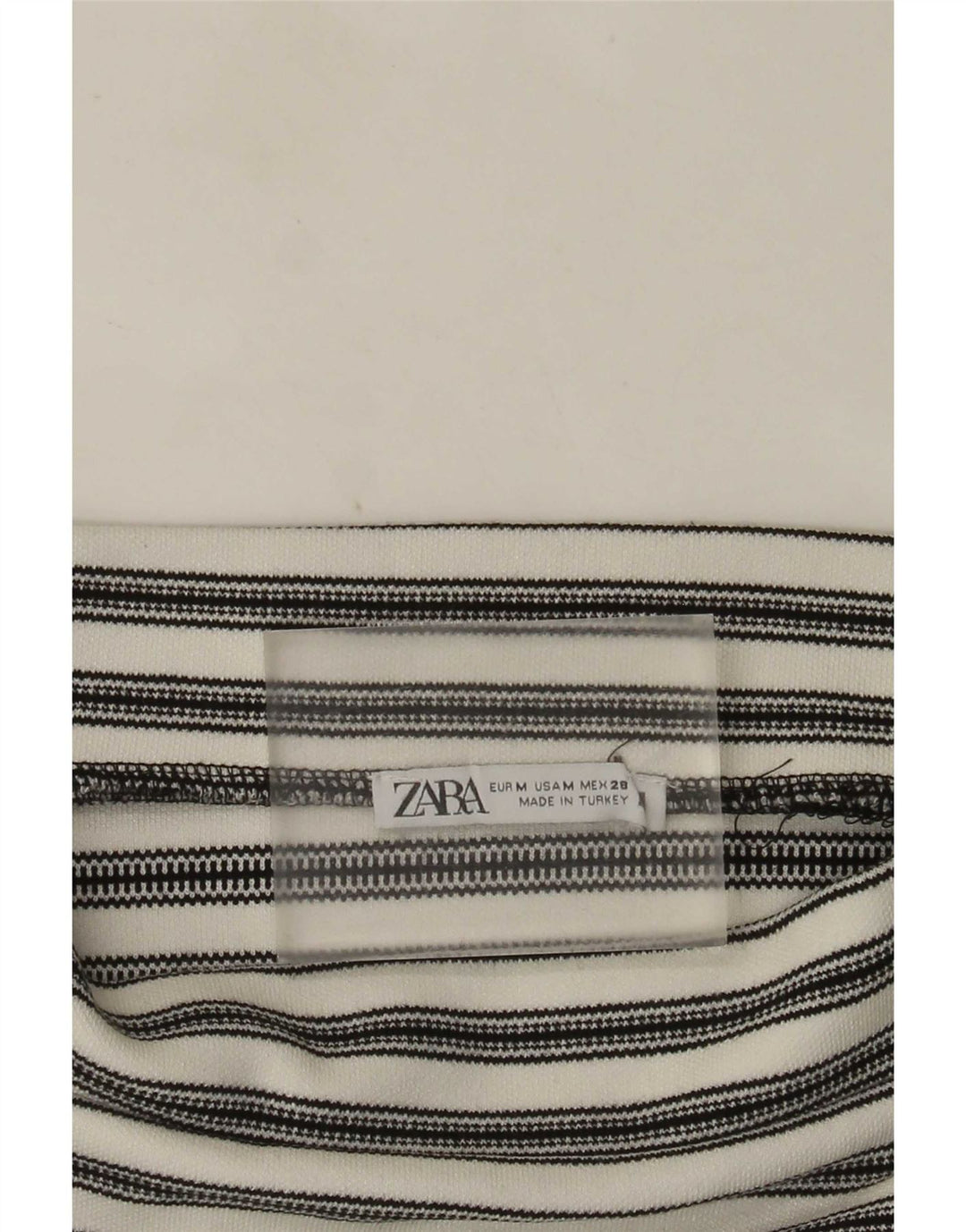 Zara Womens Crop Off Shoulder Top UK 12 Mellem hvid stribet
