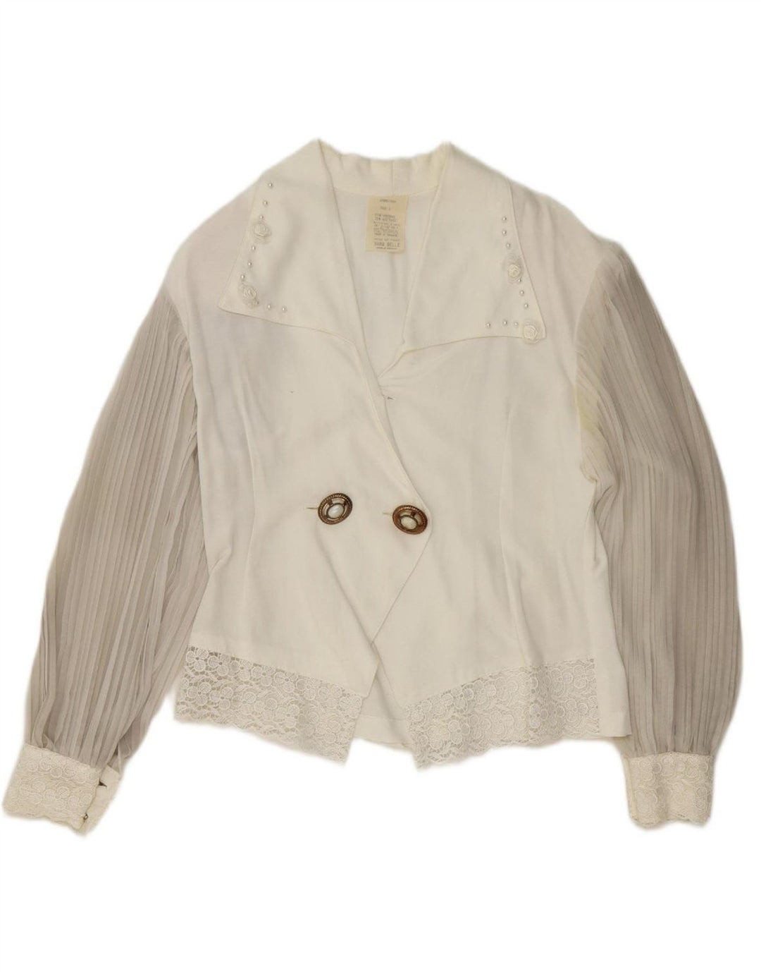 VINTAGE Womens Oversized Shirt Blouse US 1 2XS White Viscose