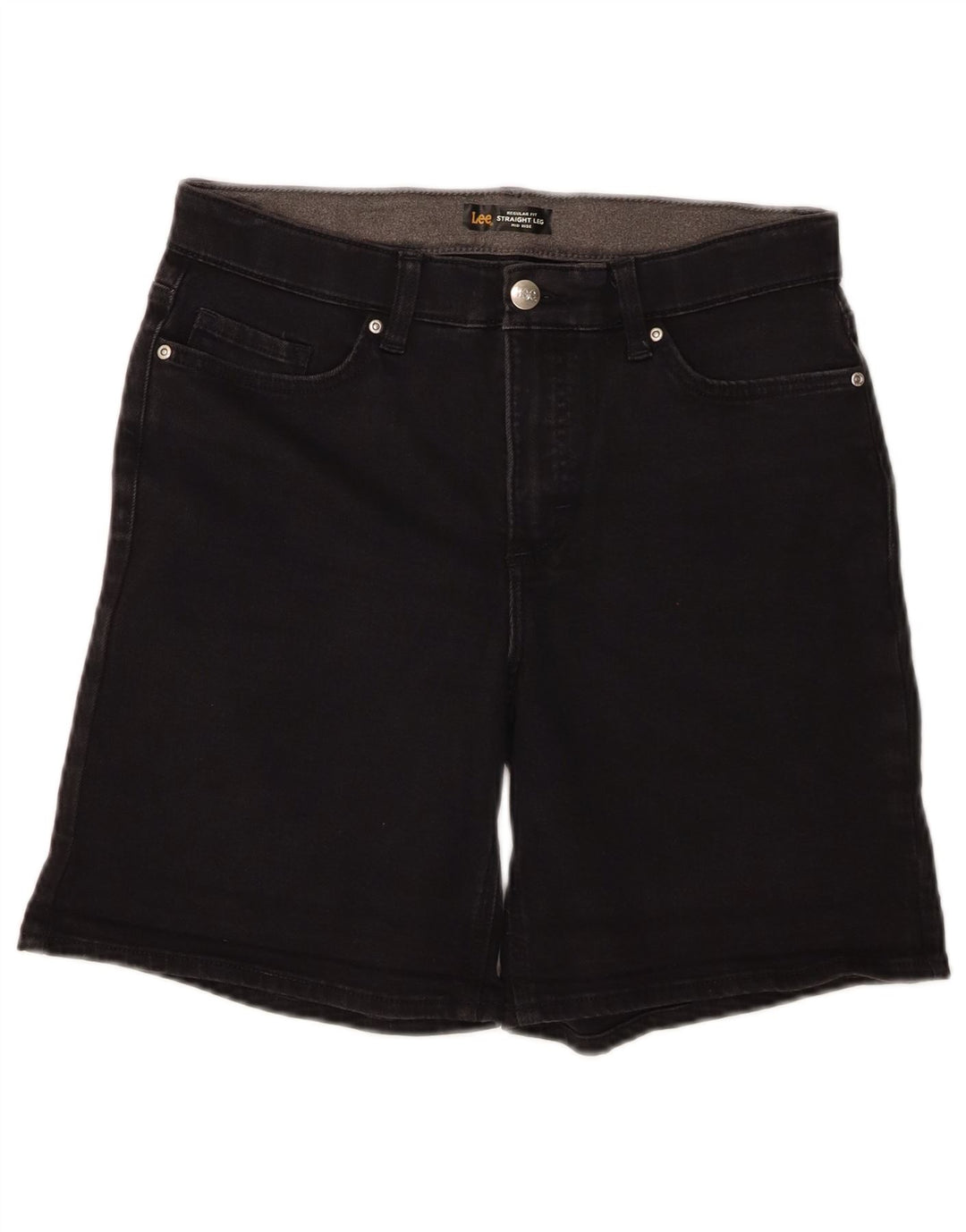 LEE Womens Regular Mid Rise Denim Shorts US 12 Large W30 Black Cotton