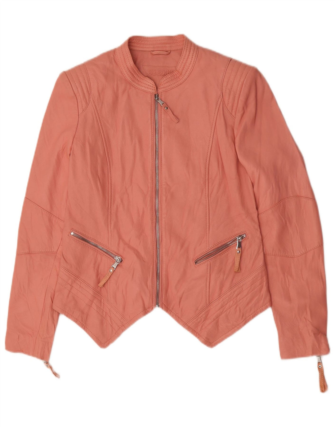 Be Edgy Womens Crop Læderjakke UK 14 Large Pink Læder