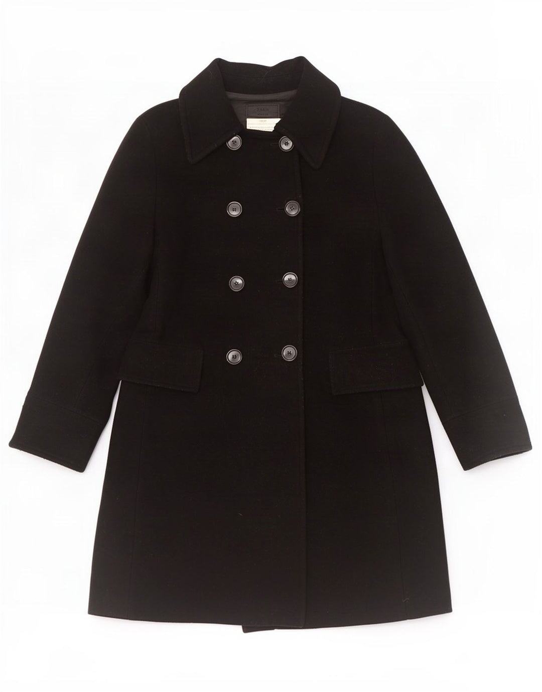 Zara Dame Dobbeltradet Frakke EU 40 Medium Sort Uld