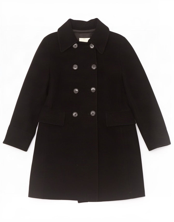 Zara Dame Dobbeltradet Frakke EU 40 Medium Sort Uld