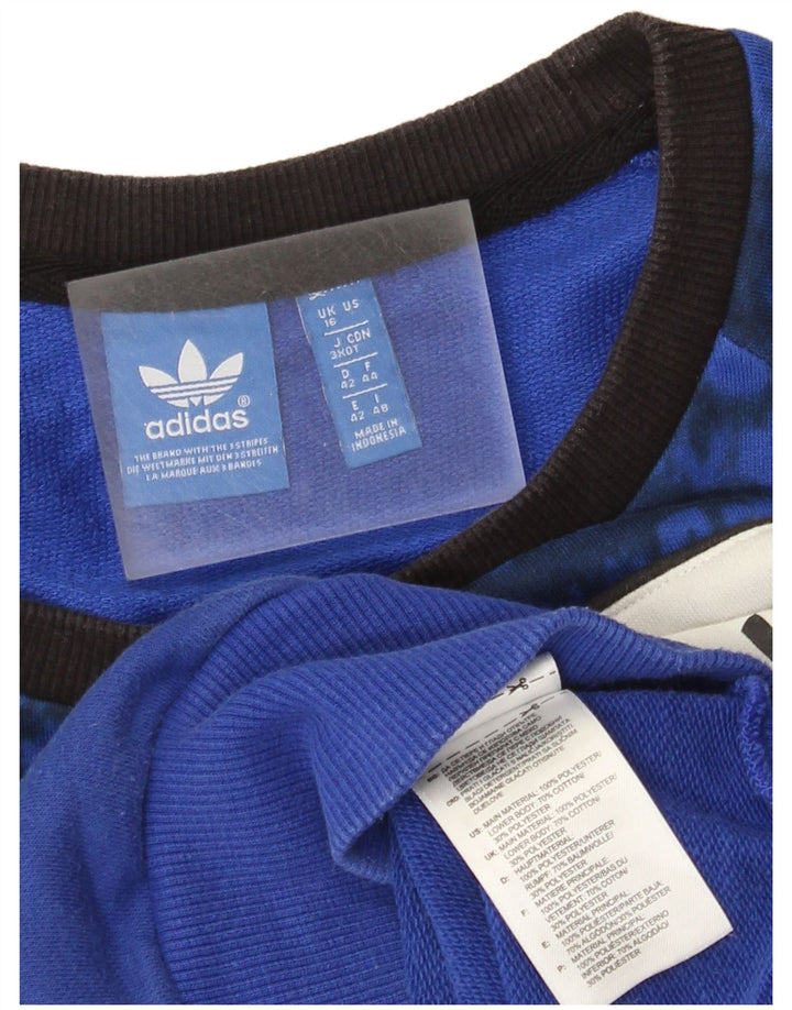Adidas Graphic Sweatshirt Jumper UK 16 Large Blue Colourblock
