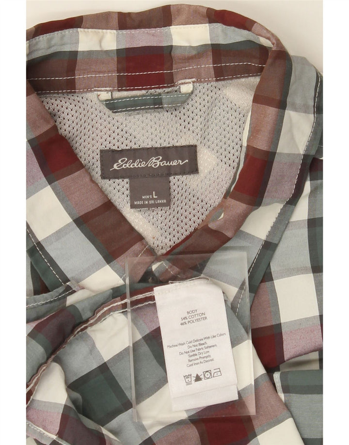 EDDIE BAUER Kortærmet herreskjorte Stor flerfarvet ternet bomuld