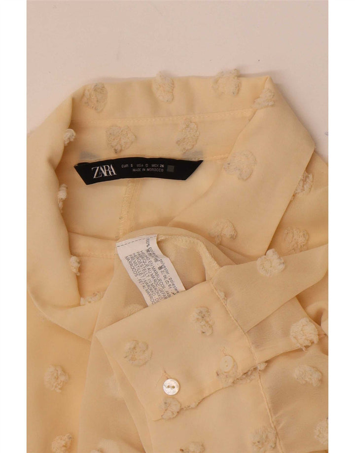 Zara Womens Oversized Longline skjortebluse UK 10 Small Beige Spotted