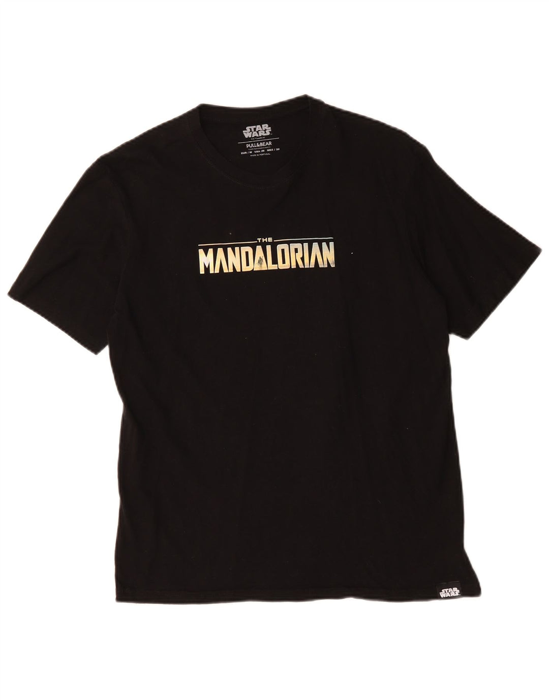 Pull & Bear Herre grafisk T-shirt Top Medium Sort Bomuld