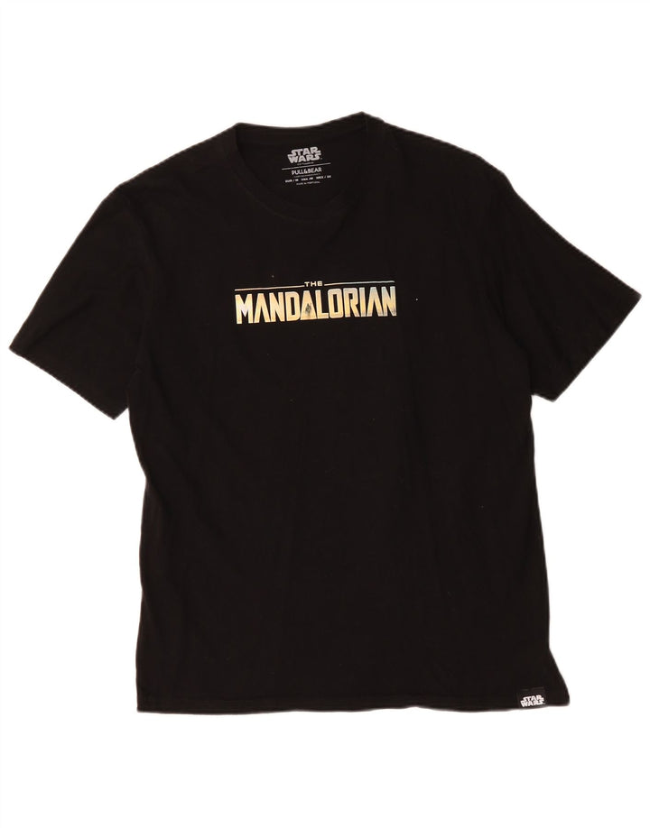 Pull & Bear Herre grafisk T-shirt Top Medium Sort Bomuld