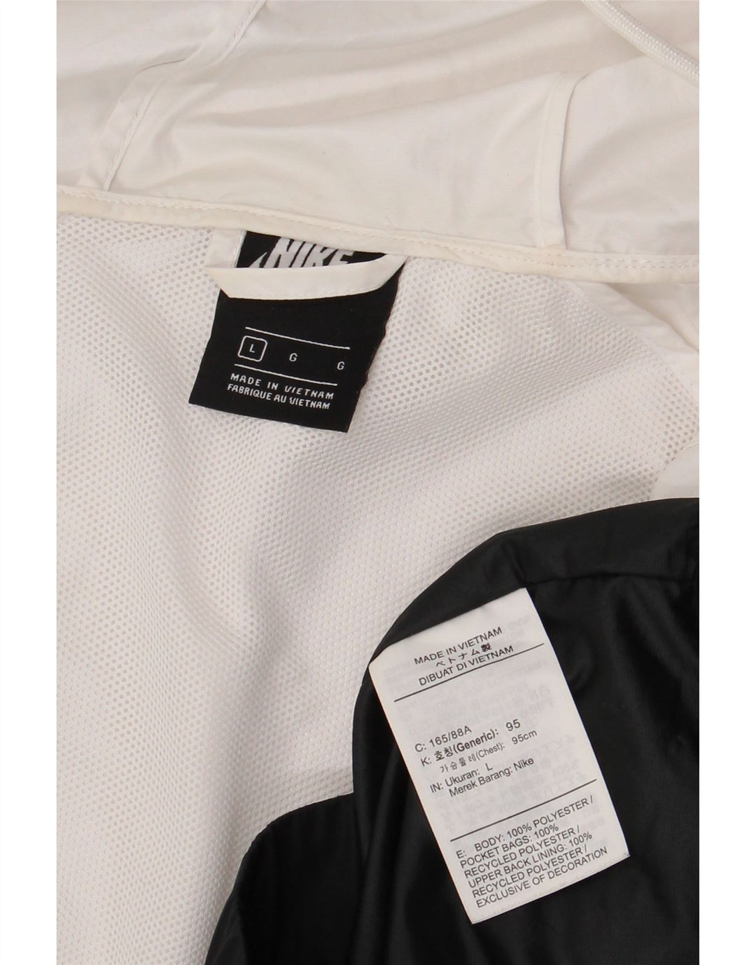 NIKE Regnjakke med hætte til mænd UK 40 Large Black Colourblock Polyester