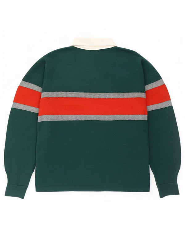 Marks & Spencer Mens Polo Neck Jumper Sweater XL Green Colourblock Cotton