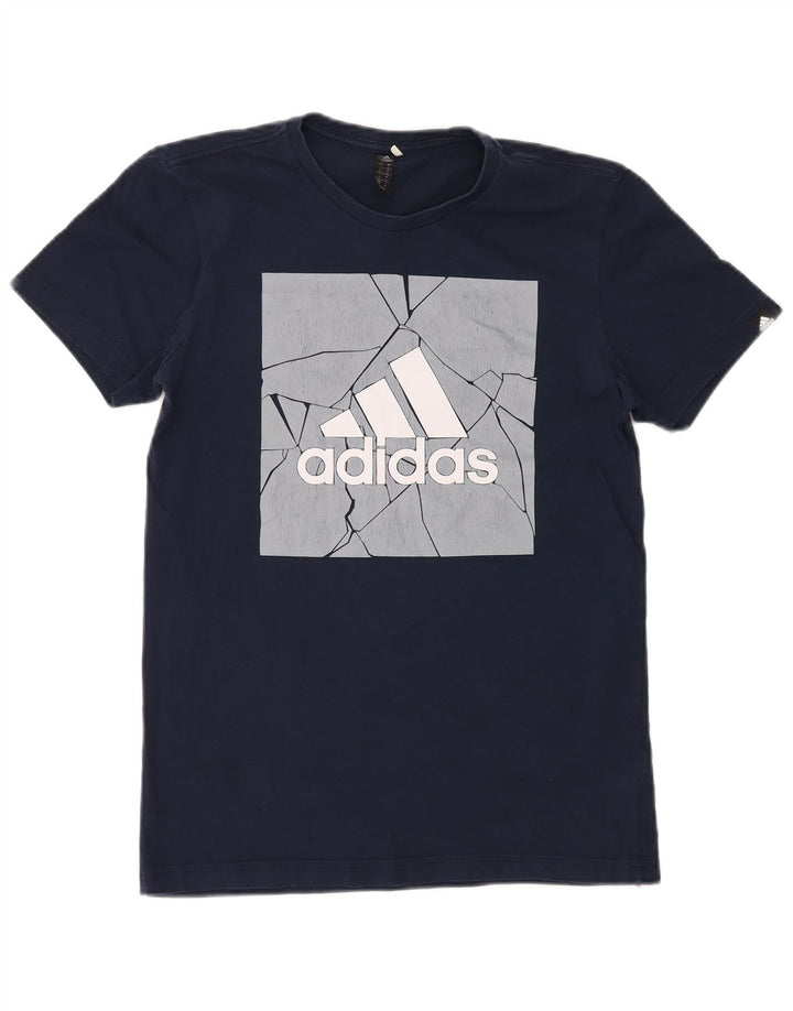 Adidas Grafisk T-shirt top til mænd, lille marineblå bomuld