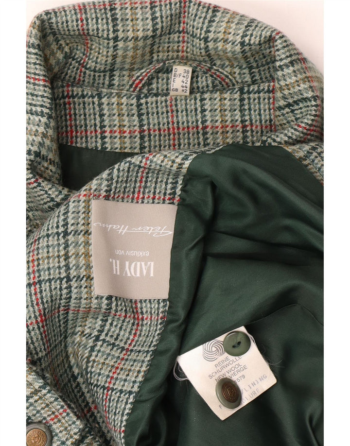 Peter Hahn Dame Lady H Bomber Jacket UK 12 Medium Green Houndstooth