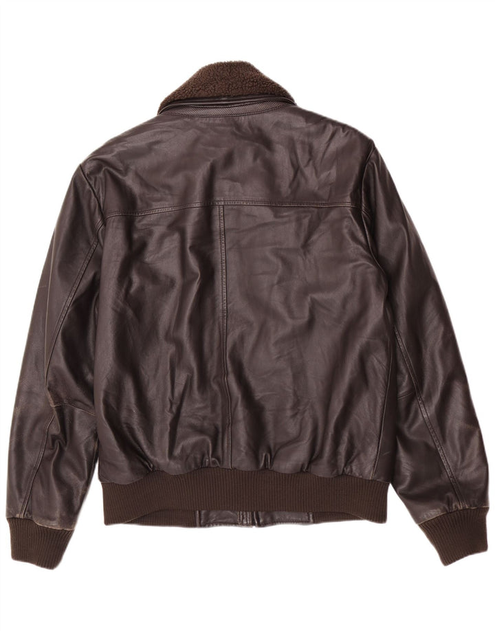 Geox Herre Bomber Læderjakke UK 38 Medium Brun