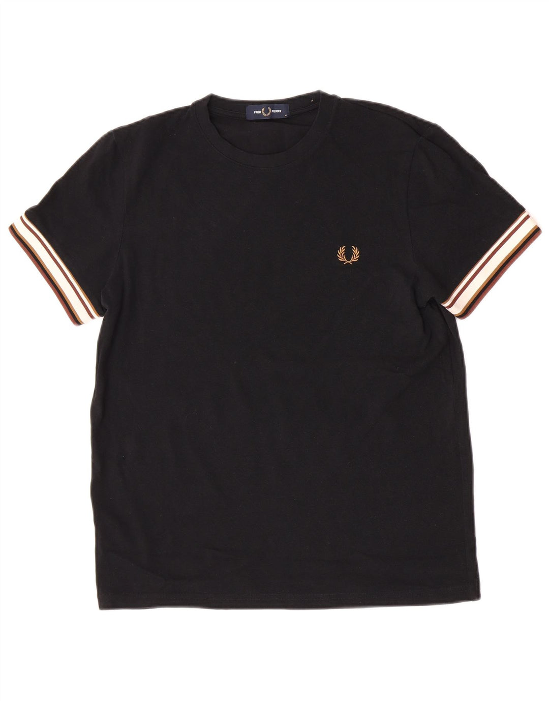 Fred Perry Herre T-shirt Top Medium Sort Colourblock Bomuld