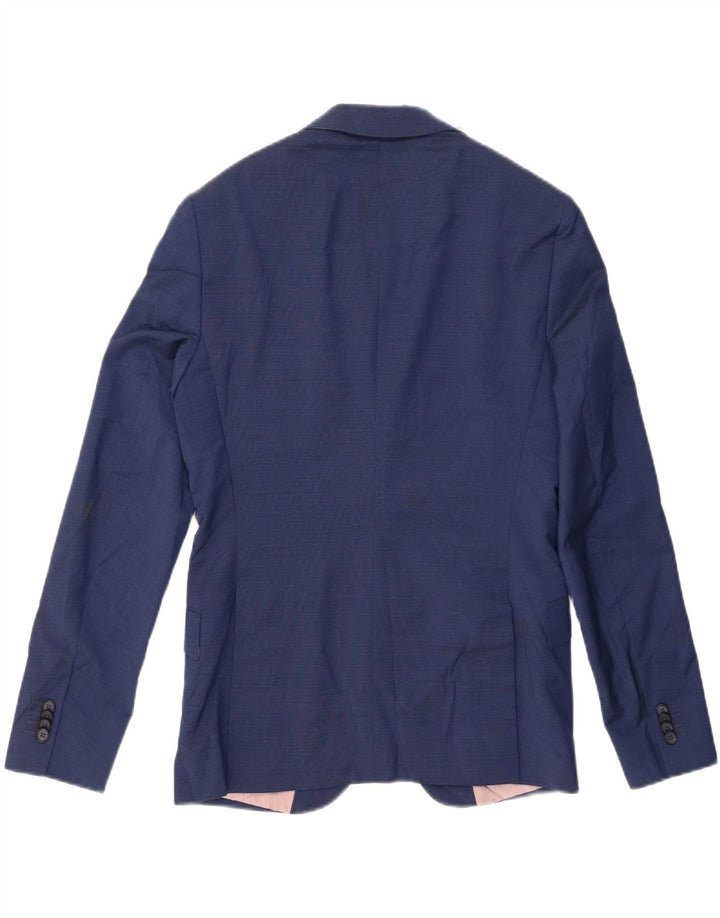 Zara Herre 2-knaps blazerjakke EU 46 Lille blå uld