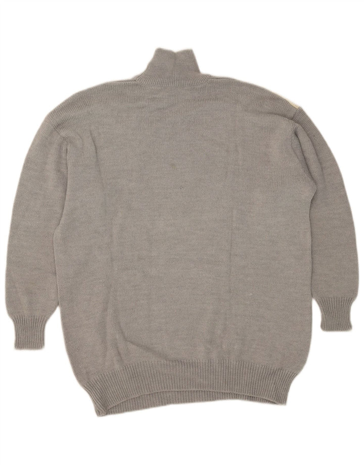 VELENO Herre Turtle Neck Jumper Sweater Large Grey Argyle/Diamond Wool