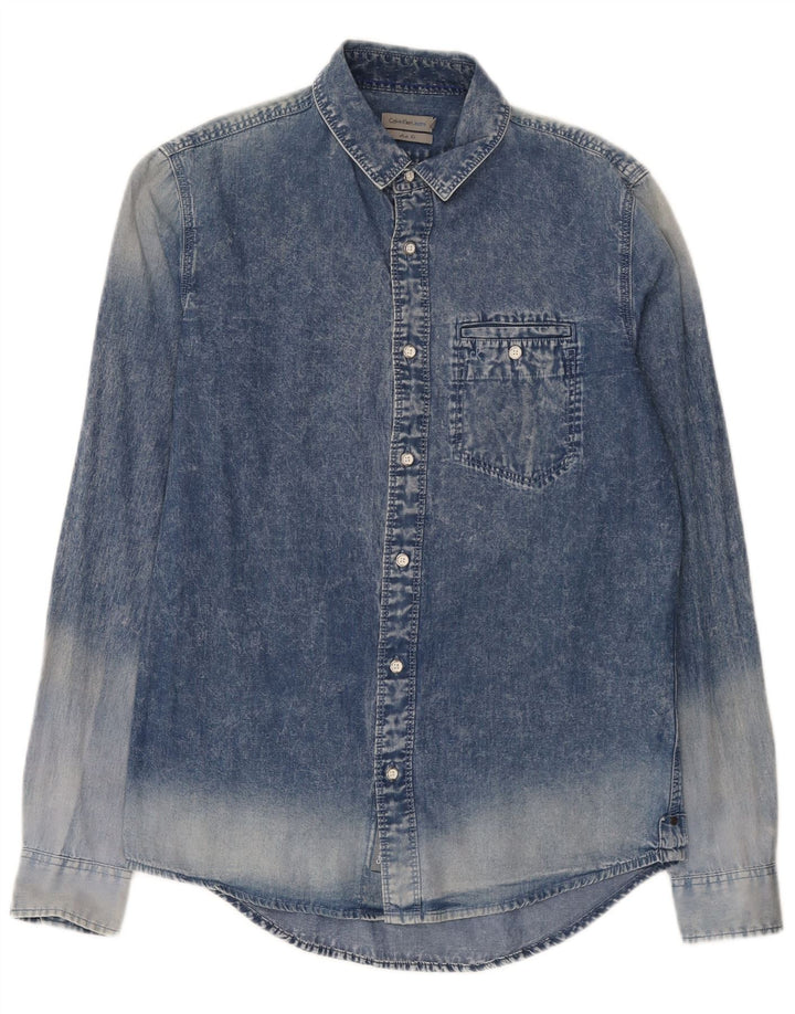Calvin Klein Jeans Herre Slim Fit Denim Shirt Lille Blå