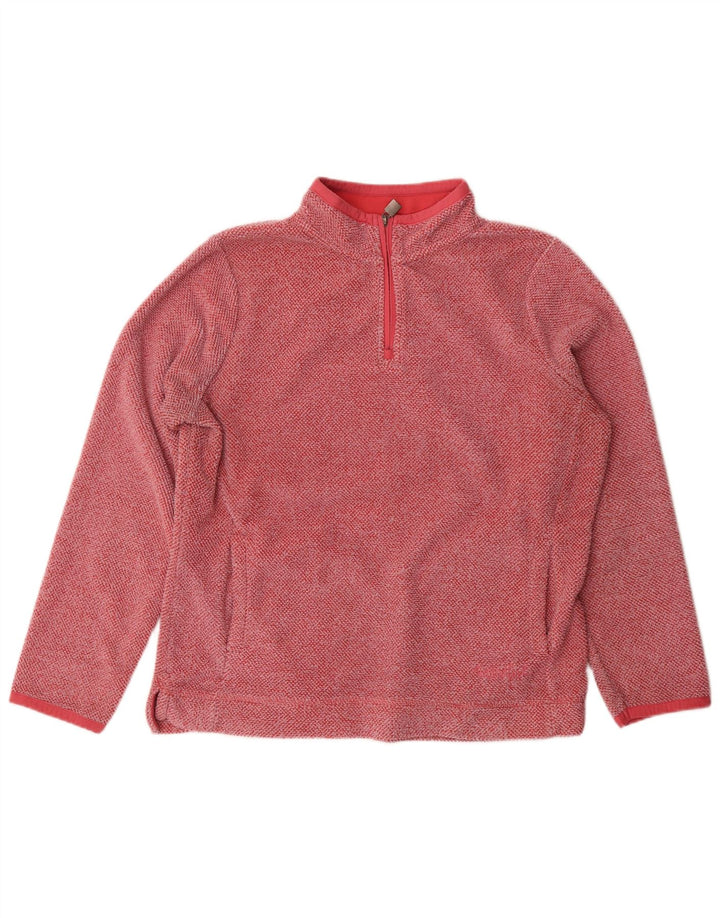 WEIRD FISH Womens Zip Neck Fleece Jumper UK 14 Large  Red Polyester