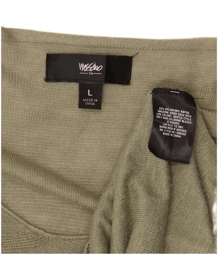 Mossimo Dame Longline V-hals Jumper Sweater UK 16 Stor Khaki Nylon