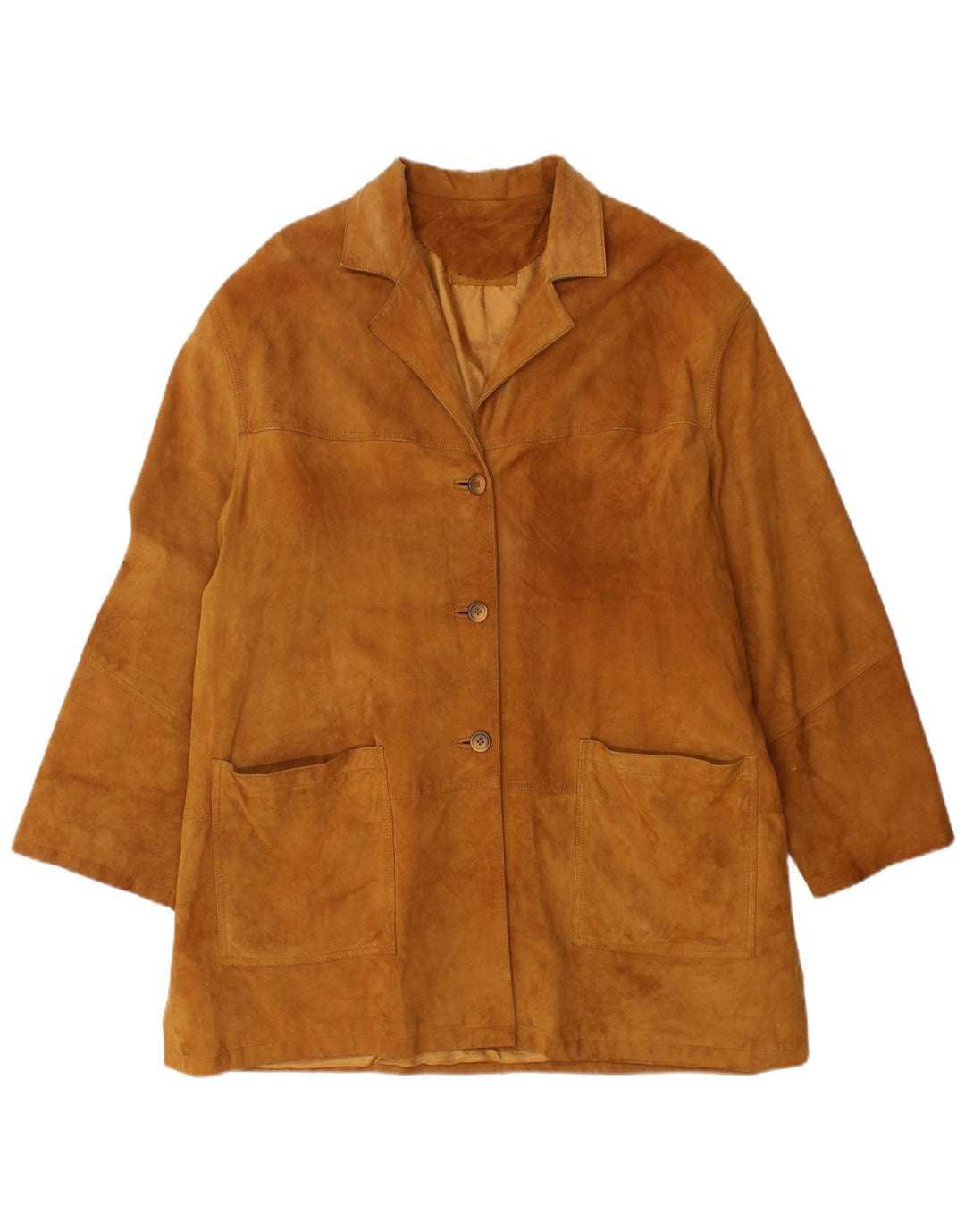 VINTAGE Dame ruskindsjakke UK 18 XL brunt læder