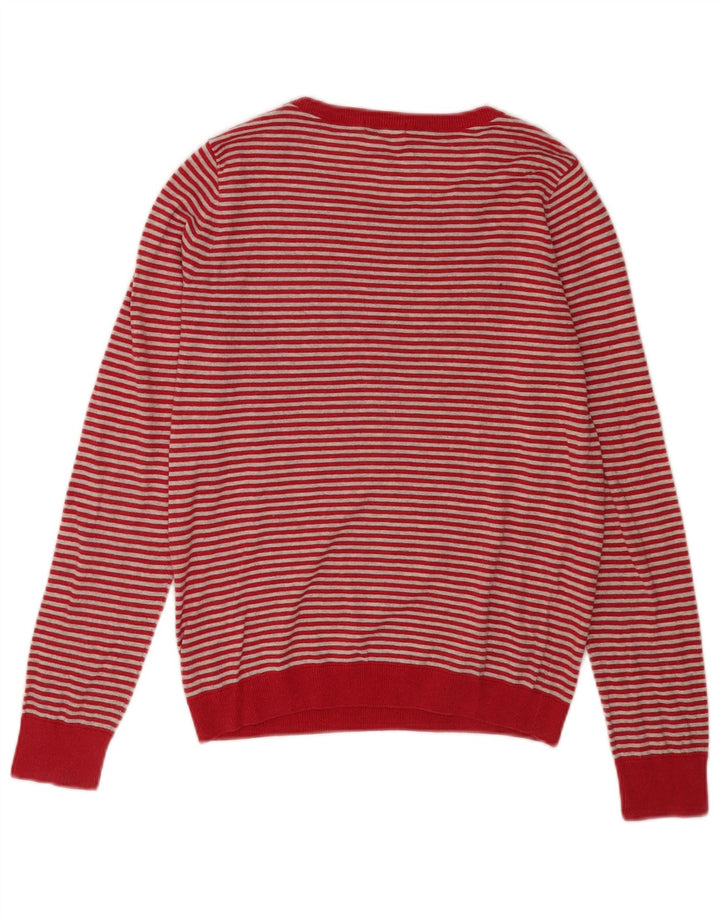 Lacoste dame sweater med rund hals str. 38 Medium rød stribet