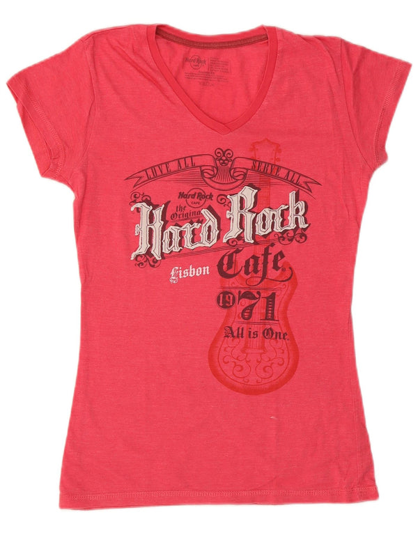 Hard Rock Cafe Girls Lisbon Grafisk T-Shirt Top 15-16 år Medium Rød
