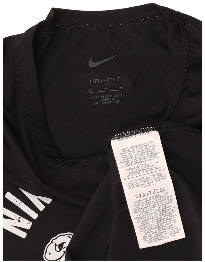 Nike Herre Dri Fit Grafisk T-Shirt Top Medium Sort Polyester