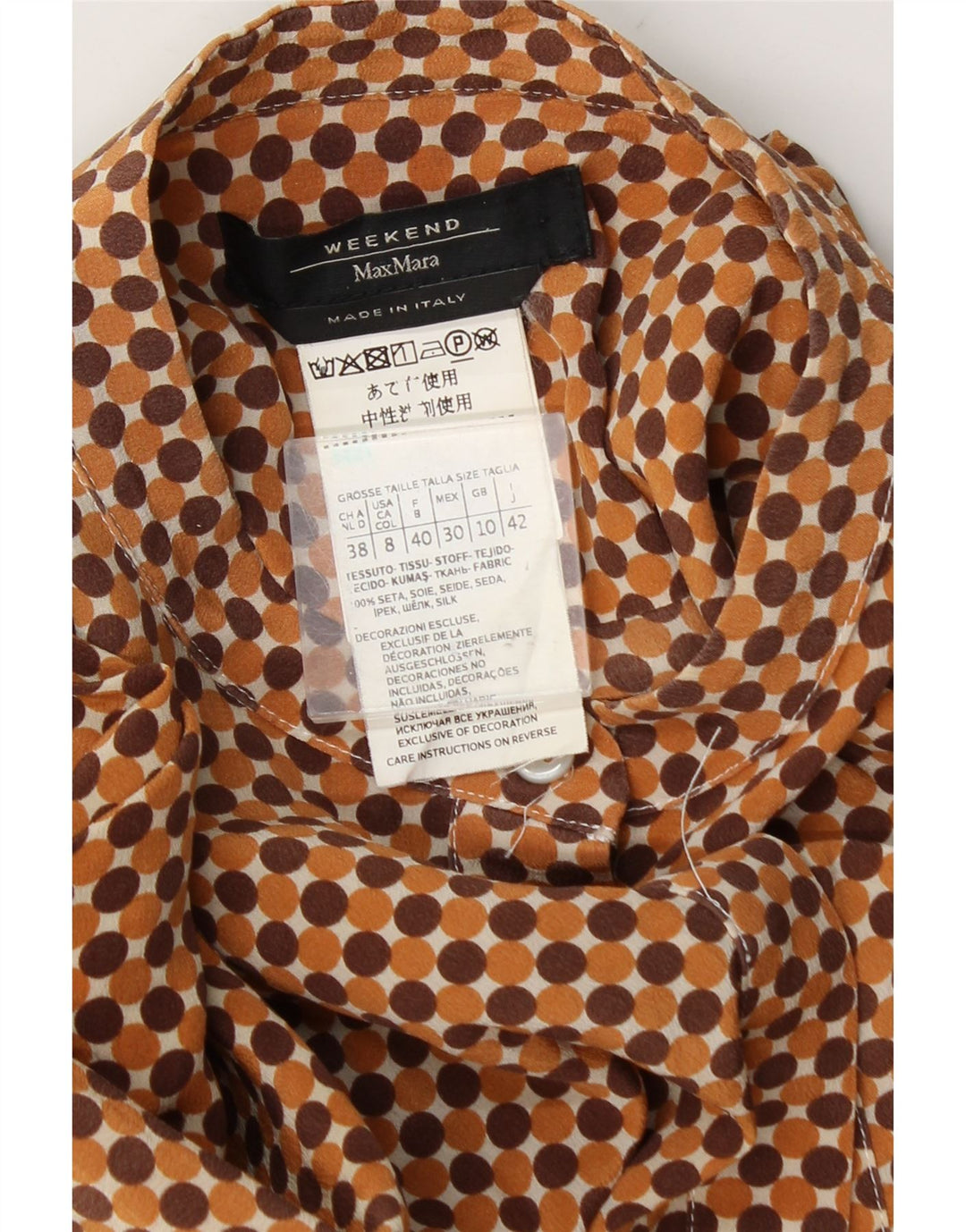 Max Mara Dame Weekend Langærmet Maxikjole UK 10 Lille Brun Geometrisk