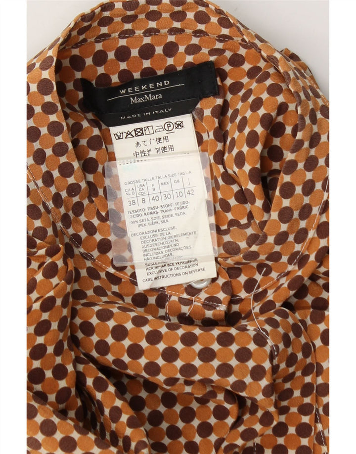 Max Mara Dame Weekend Langærmet Maxikjole UK 10 Lille Brun Geometrisk