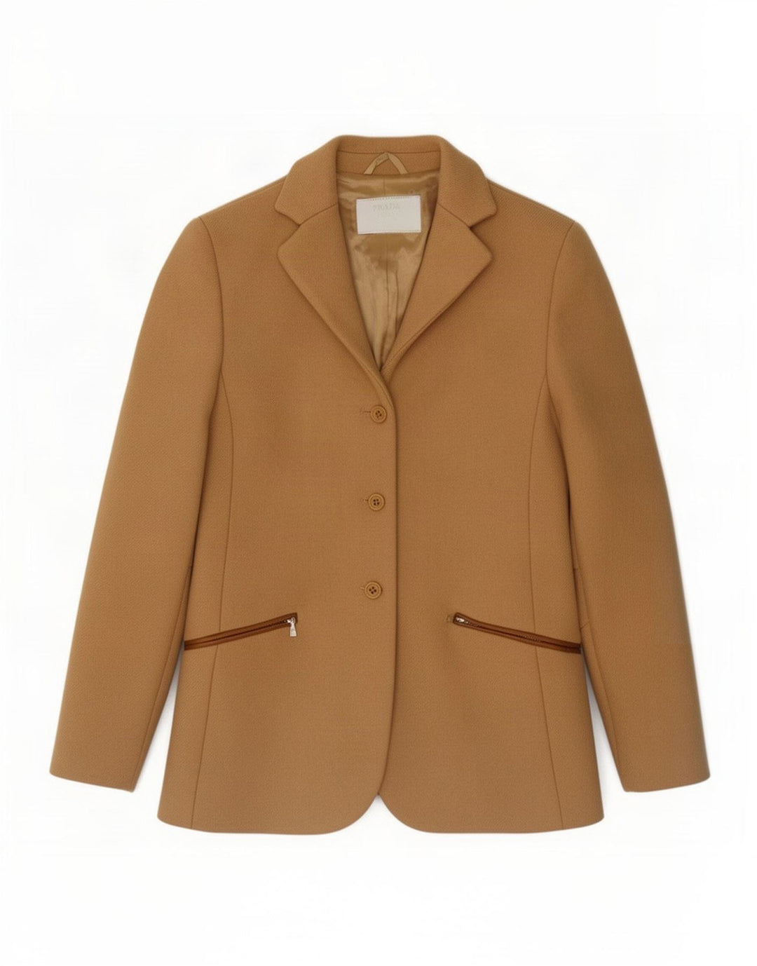 Prada Dame 3-knaps blazerjakke IT 38 XS Beige Uld Klassisk