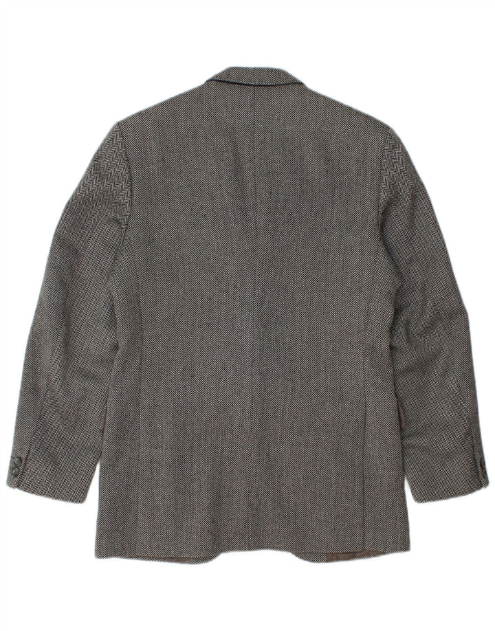 AQUASCUTUM Mens 2 Button Blazer Jacket UK 36 Small Grey Herringbone