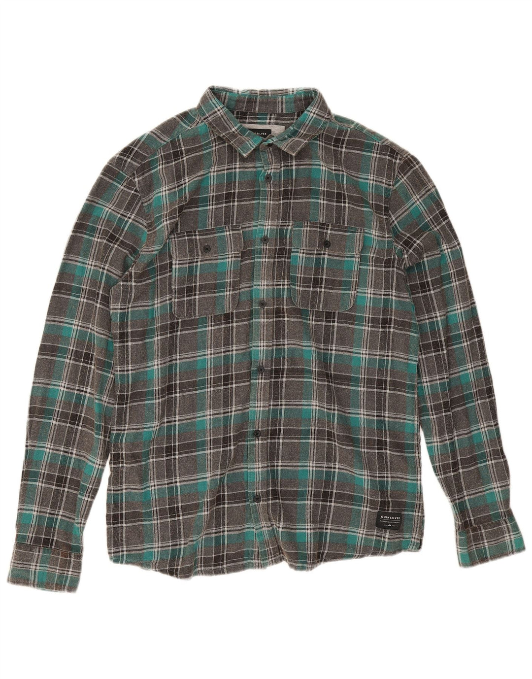 Quiksilver Herre Regular Fit Flanellskjorte Stor grå ternet bomuld