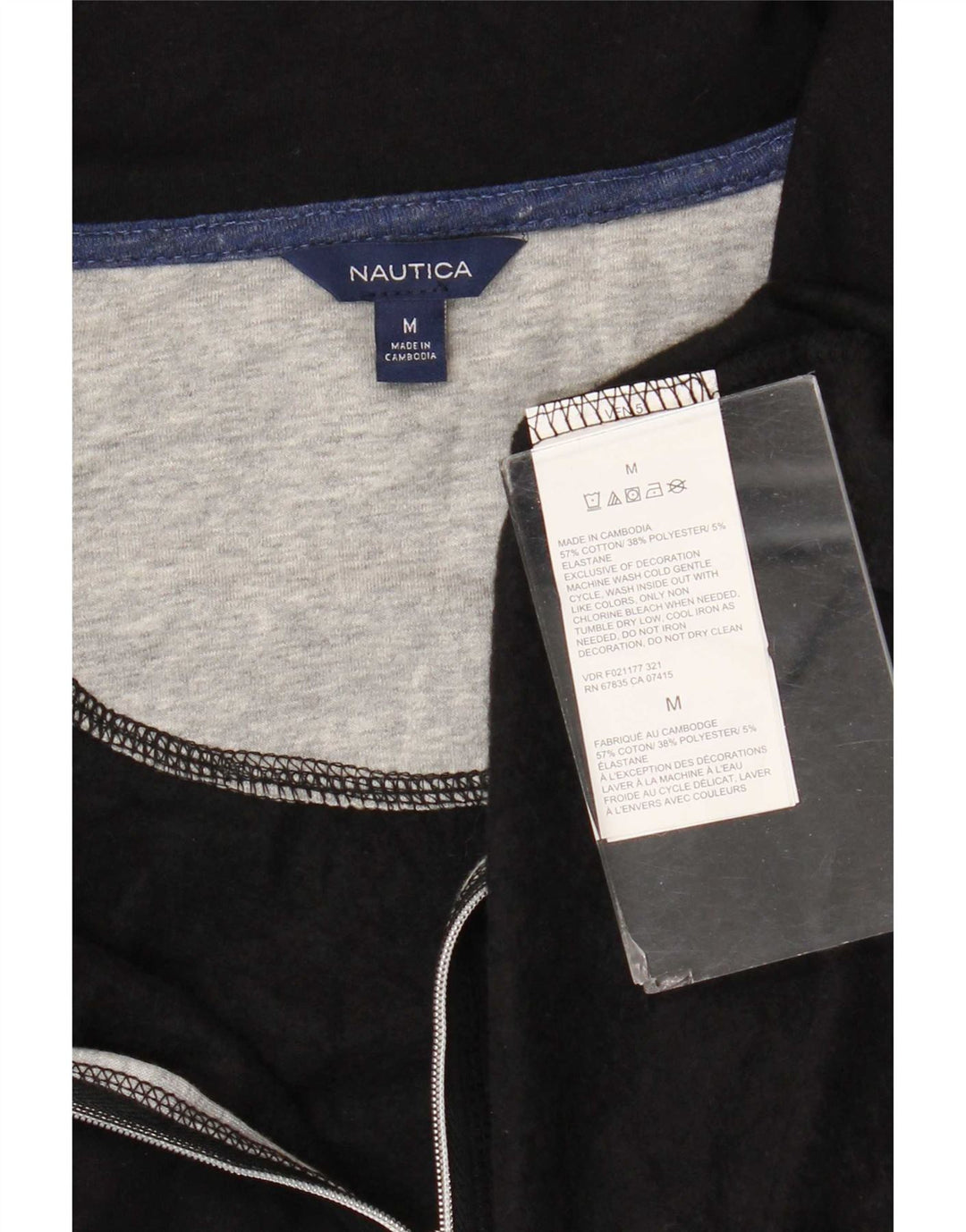 Nautica Sweatshirt med lynlås til mænd Medium Sort Colourblock Bomuld