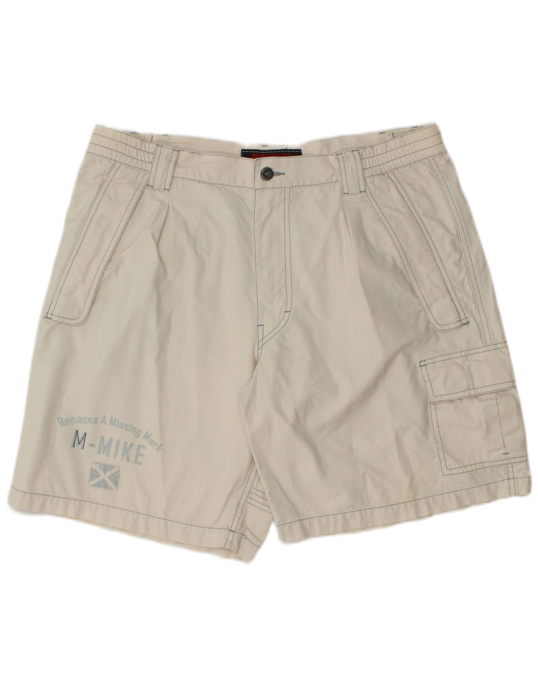 Murphy & Nye Herre Graphic Cargo Shorts W38 XL Hvid Bomuld
