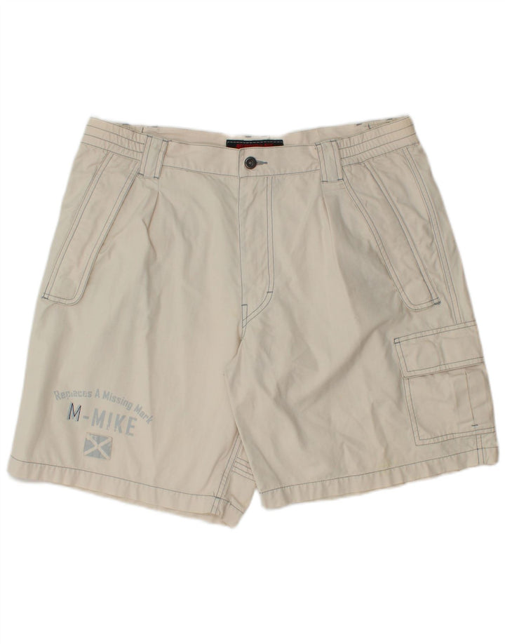 Murphy & Nye Herre Graphic Cargo Shorts W38 XL Hvid Bomuld