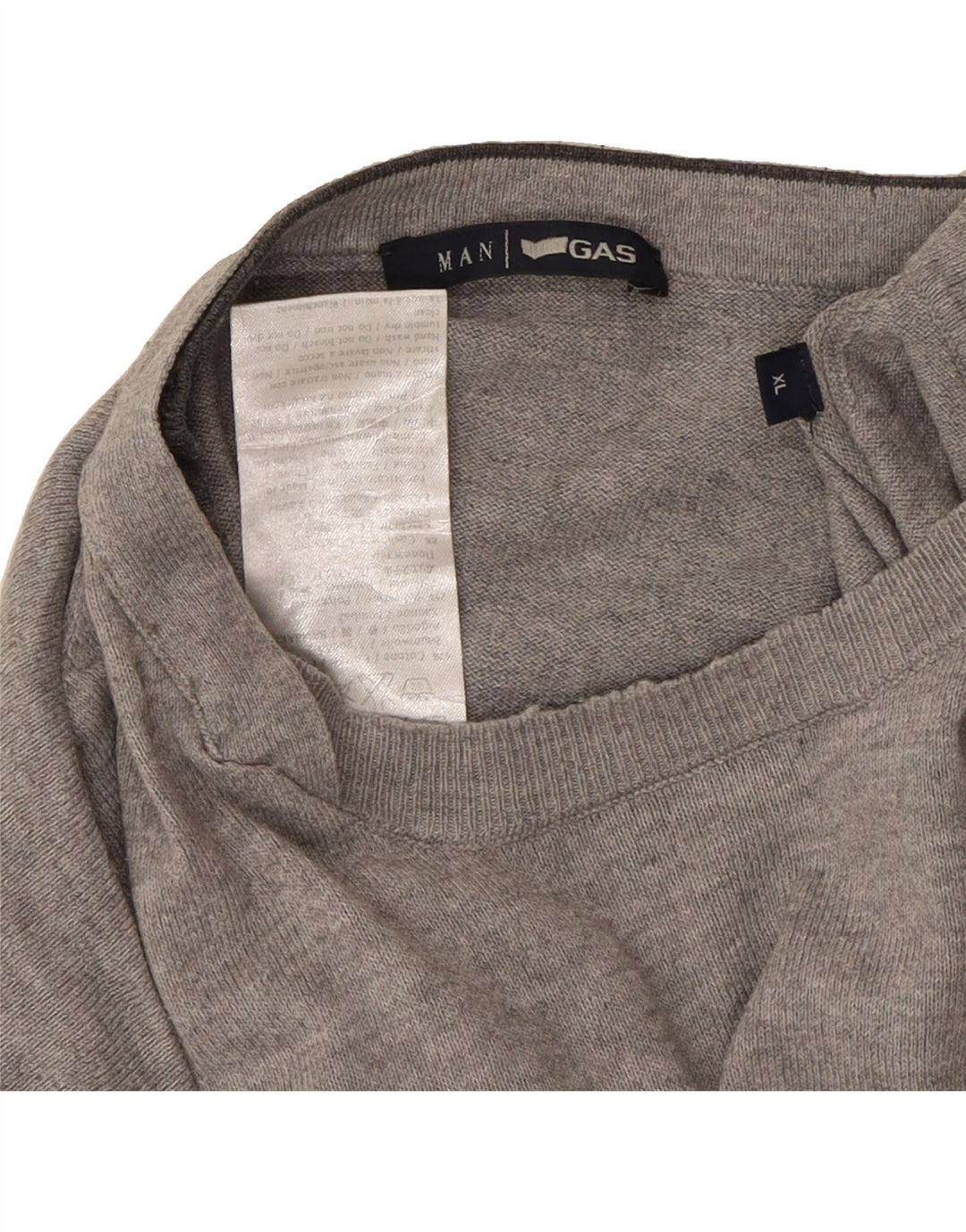 GAS Mens Crew Neck Jumper Sweater XL Grey Cotton Vintage Gas and Second-Hand Gas from Messina Hembry 