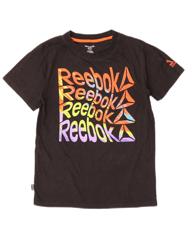 Reebok Boys Grafisk T-Shirt Top 10-11 År Stor Sort Bomuld