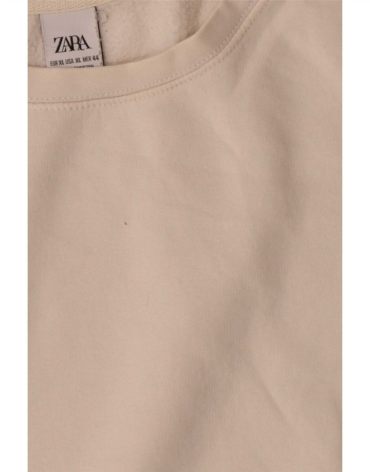 Zara Herre Sweatshirt Jumper XL Hvid Bomuld
