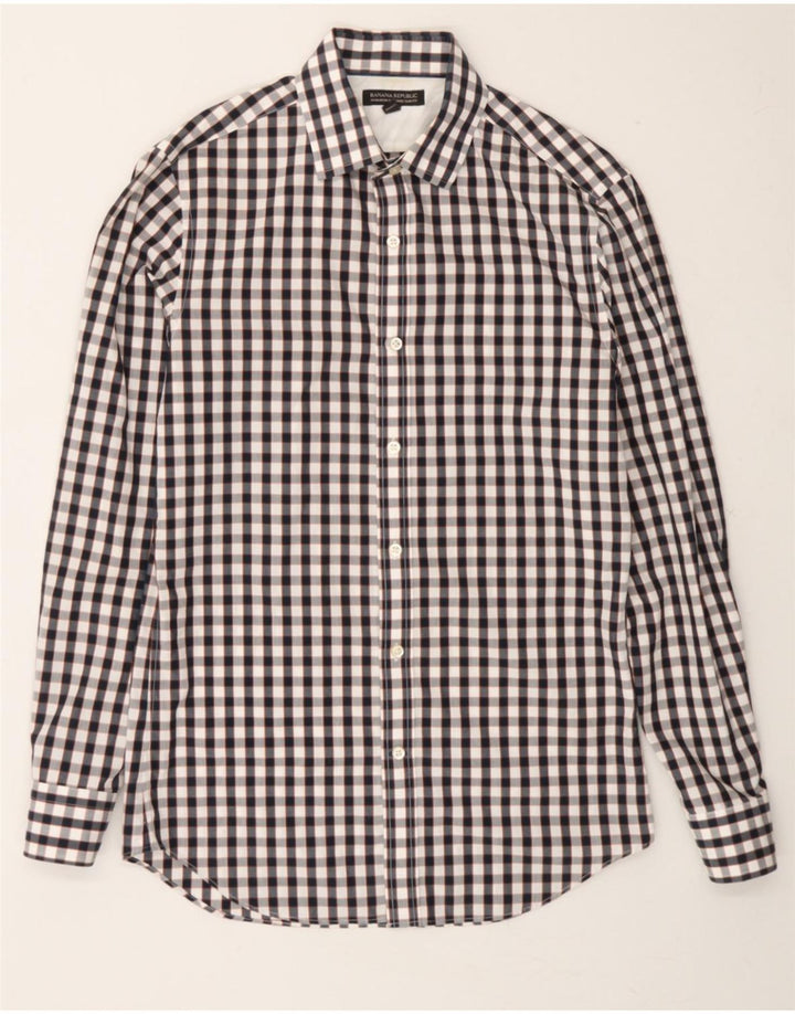 BANANA REPUBLIC Mens Shirt Size 14 1/2 Small Black Check Cotton Vintage Banana Republic and Second-Hand Banana Republic from Messina Hembry 
