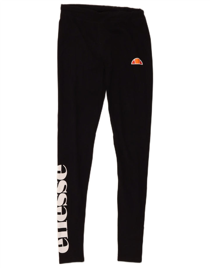 Ellesse Womens Grafiske Leggings UK 8 Small Black Bomuld