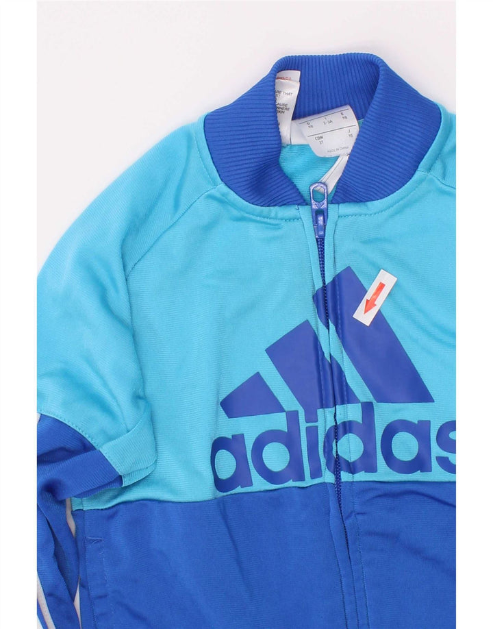 Adidas drenge grafisk træningsdragt topjakke 2-3 år blå farveblok