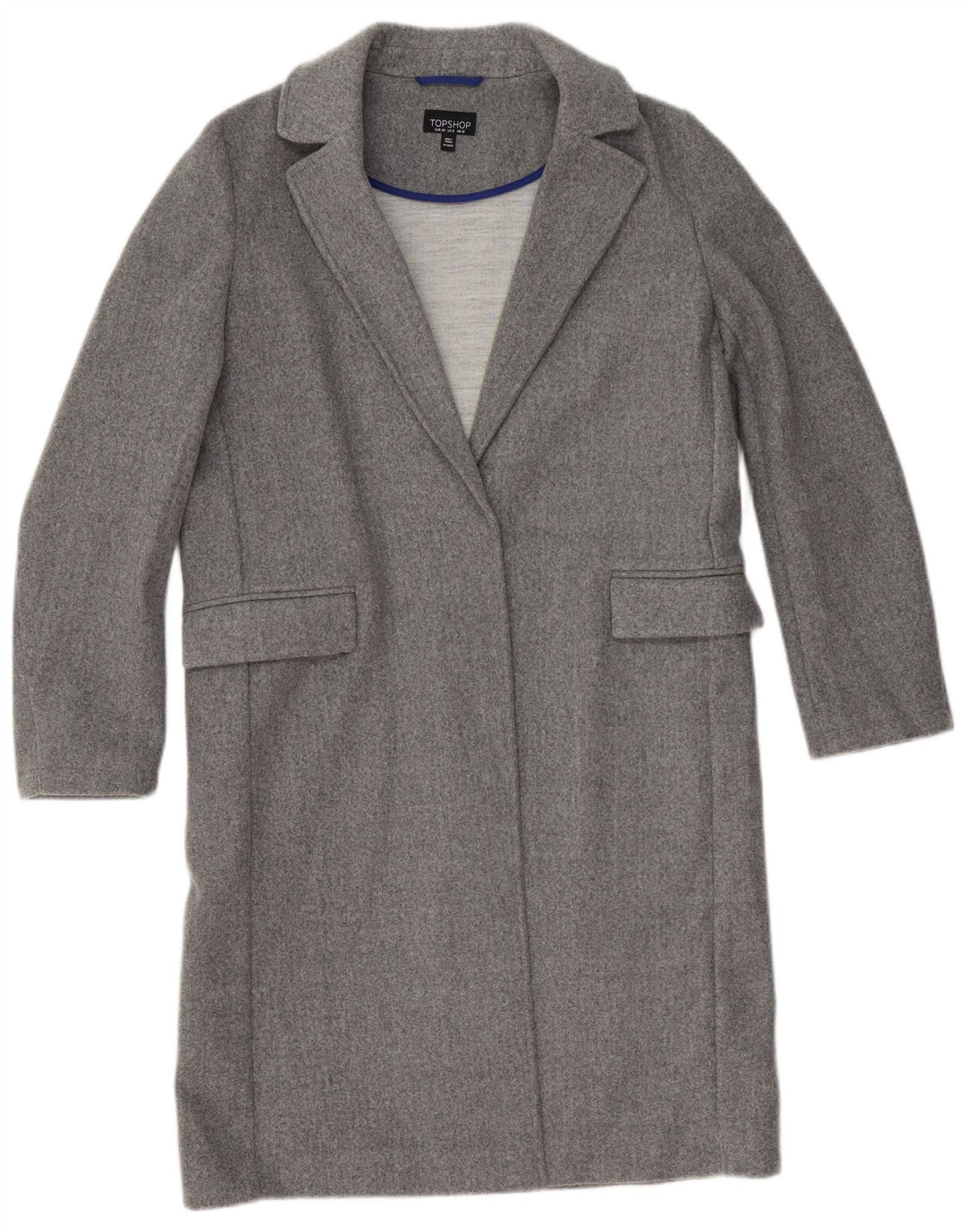 Topshop Womens Open Overcoat UK 12 Medium Grey Polyester