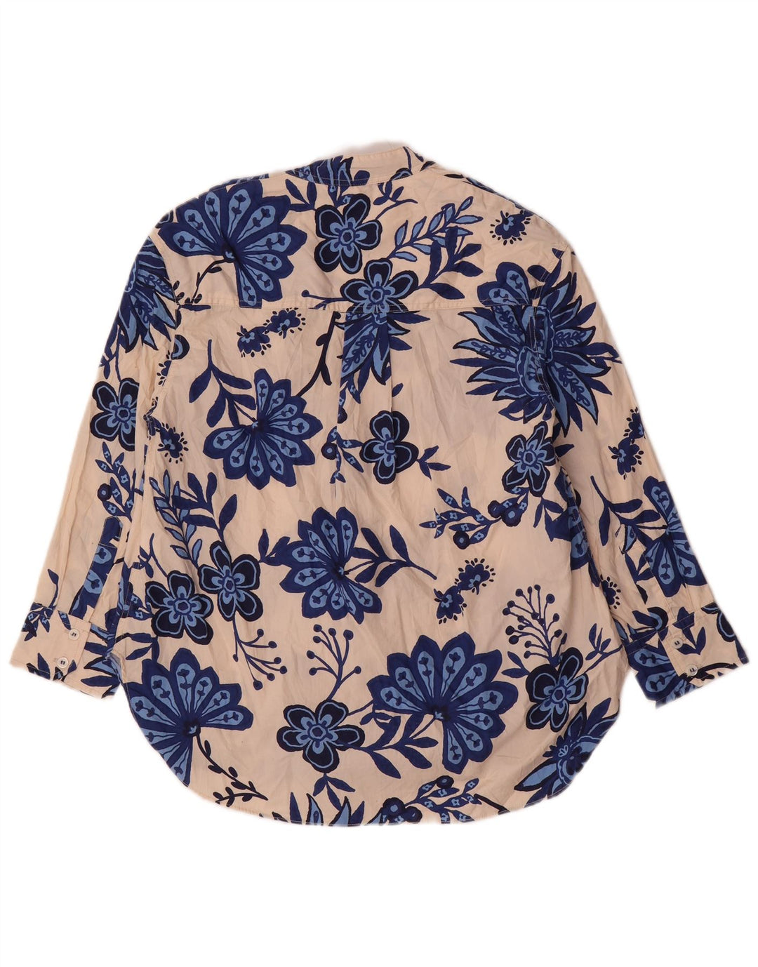 Zara Dame Oversized Pullover Shirt UK 6 XS Beige Floral Bomuld