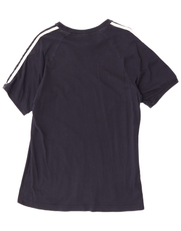 Adidas Dame T-Shirt Top UK 14 Medium Navy Blue Cotton Sports