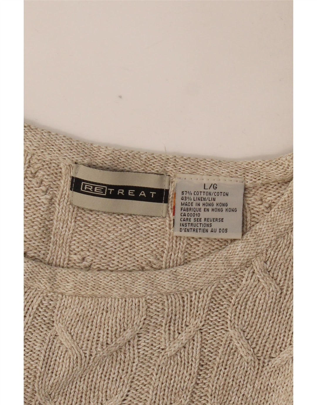 RETREAT Herre Crew Neck Jumper Sweater Stor Beige Bomuld