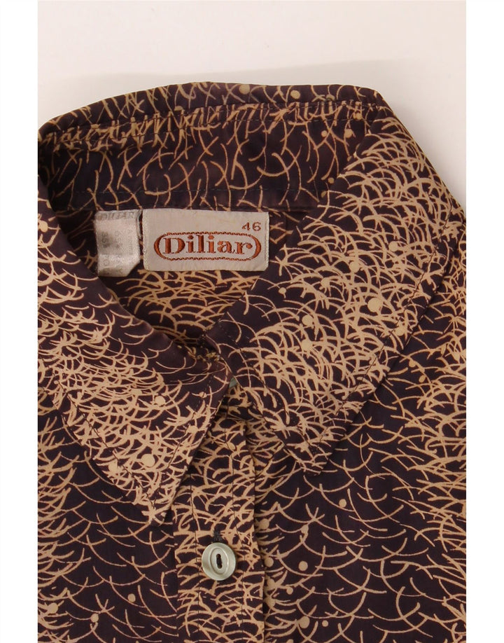 VINTAGE Womens Abstract Pattern Shirt Blouse IT 46 Large Brown Rayon Vintage Vintage and Second-Hand Vintage from Messina Hembry 