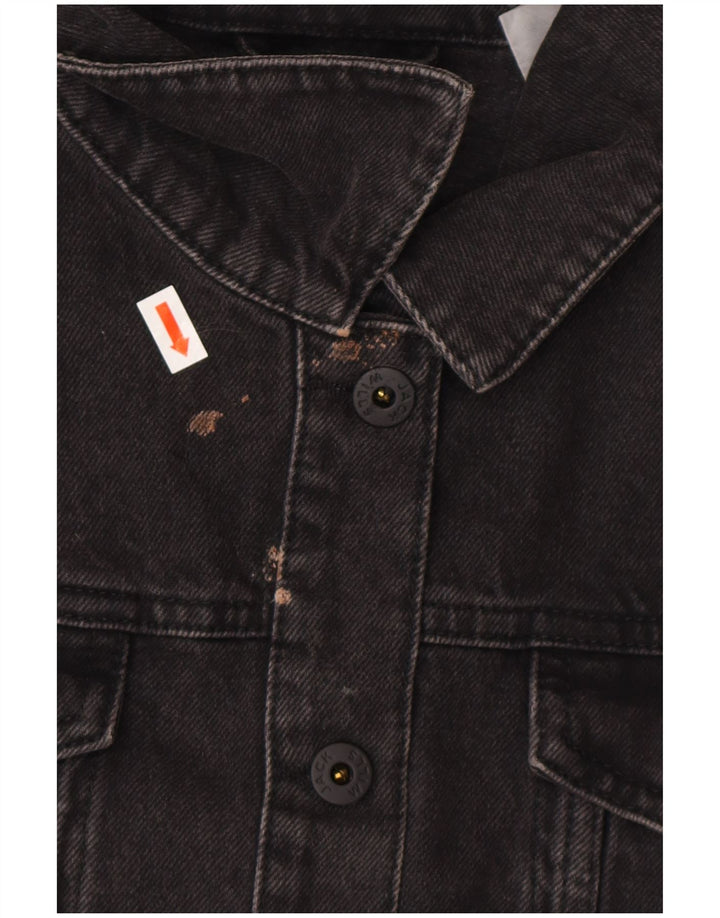 JACK WILLS Dame Oversized Crop Denim Jacket UK 10 Small Grey Bomuld