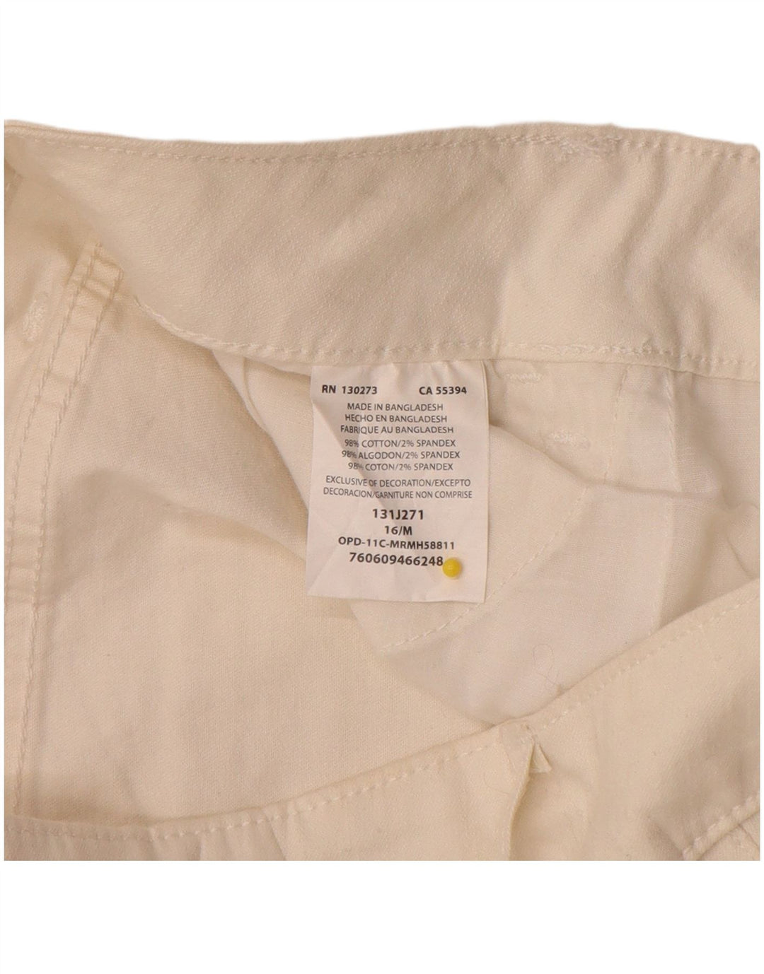 Lee Dame Capri Bukser US 16 2XL W36 L20 Hvid Bomuld