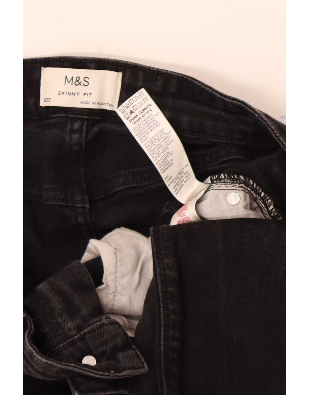 Marks & Spencer Dame Skinny Jeans W34 L33 Sort Bomuld
